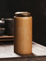 Metal aluminum cover bamboo tea can storage box wake up bucket warehouse tin wood natural sealed tube