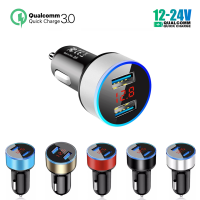 ที่ชาร์จแบบเร็ว LED QC3.0 3.1A ที่ชาร์จแบตในรถ USB คู่อะแดปเตอร์ไฟแช็คบุหรี่ในรถยนต์12V 24V สำหรับ Iphone Xiaomi