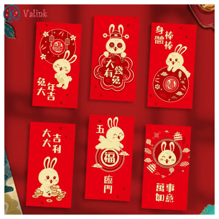 Valink 2023 Year Of The Rabbits Red Packet Cute Cartoon Bunny Luckies