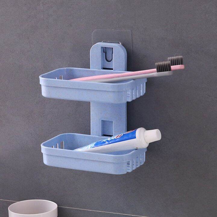 stylish-soap-dish-holder-with-drain-wall-mounted-soap-rack-for-bathroom-wall-mounted-double-layer-soap-dish