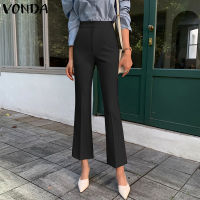 VONDA กางเกงสูทเอวสูงผู้หญิง Elegant Party Bootcut กางเกงกางเกงขายาว Hosen (สาเหตุเกาหลี)