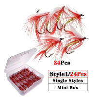 24-76PcsSet Mixed Styles Fly Fishing Lure WetDry Nymph Artificial Flies Bait Pesca Tackle Trout Carp Kit