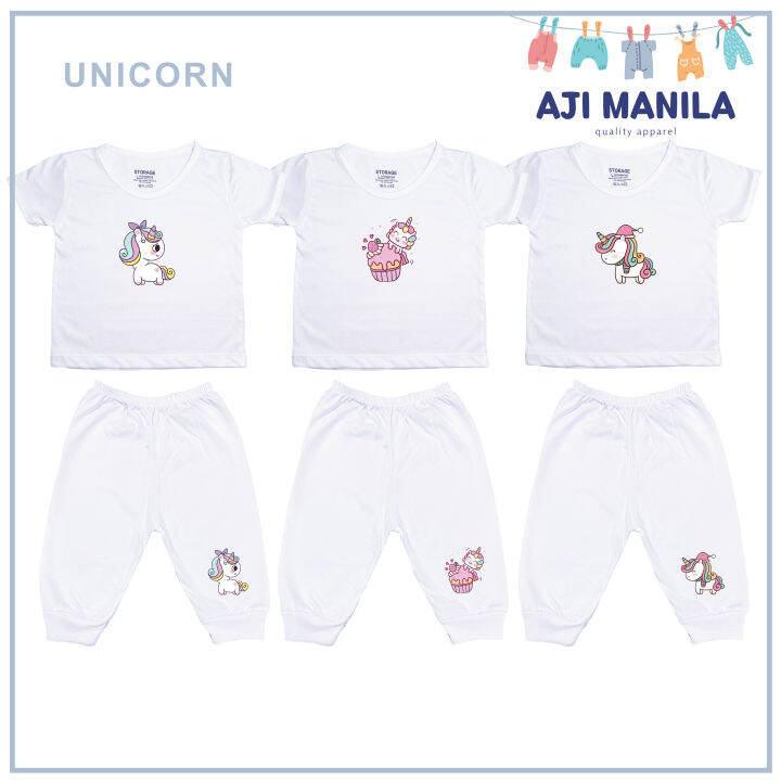 AJI Manila New Born Baby Infant Tshirt and Pajama w/Garterized Cups 1