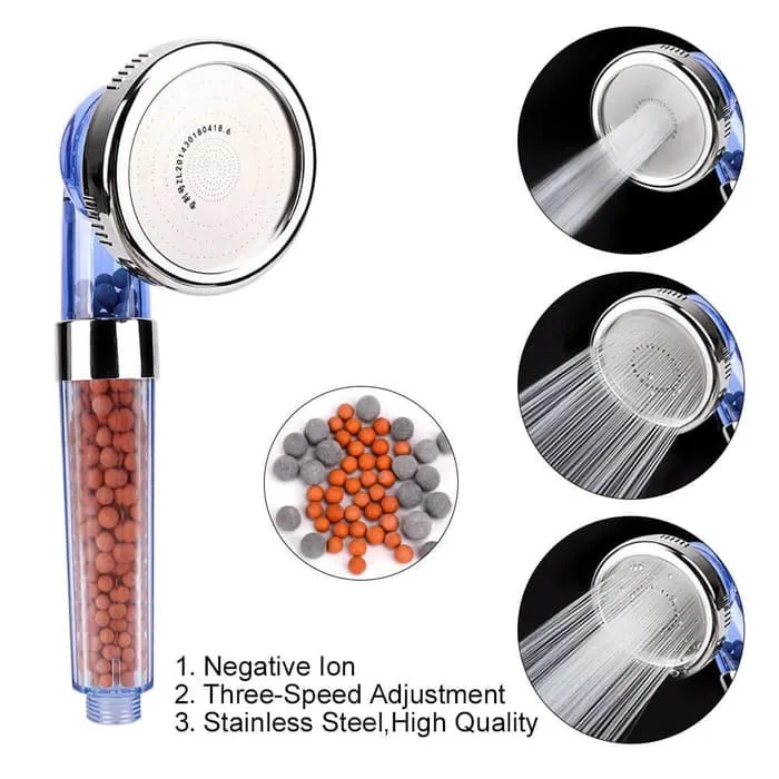 Pressure Booster ShowerHead Adjustable 3 Mode High Pressure Stone