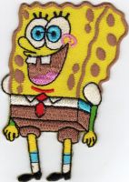 iron on patch Embroidery cute Spongebob Cartoon 7.5x6 cm การ์ตูน ตัวรีด เย็บติดผ้าประเทศไทย โลโก้ปัก มีกาวสำหรับรีด ตกแต่งเสื้อผ้า