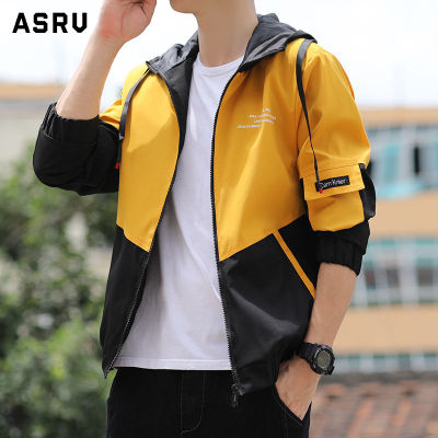 ASRV แจ็คเก็ตแบบ Lightweight ผู้ชาย เสื้อกันหนาว เสื้อแจ็คเก็ต เสื้อคลุมชาย แจ็คเก็ตลำลองผู้ชายอินเทรนด์หล่อด้านบนวัยรุ่นนักเรียนน้ำแบรนด์แจ็คเก็ตคลุมด้วยผ้า