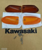 ฝาไฟเลี้ยวKawasaki เซอร์ปิโก้ สีรมดำ,สีส้ม (1คู่ L-R แถมสกรูฝาไฟเลี้ยว2ตัว)