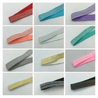 ❈ 5 Yard 5/8 15mm Metallic Silver Glitter Fold Over Elastics FOE Spandex Bands Hair Tie Headband Tutu Dress Sewing Trim Craft