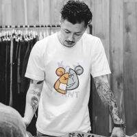 Split Bear Fashion Brand Loose Neutral Fashion Casual T-shirt Summer Mens Short Sleeve Shirt/T-shirt Top 15PS