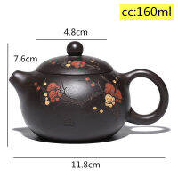 WSHYUFEI Yixing Purple Clay Teapot Pure Handmade Colourful Mud Painted Plum Fragrant Xi Shi Pot 188 Ball Hole filter 160ml