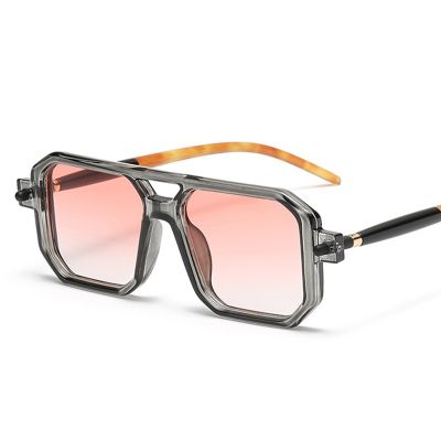 KAMMPT Vintage Square Sunglasses for Men Fashion 2022 Retro Double Bridge Male Sun Glasses Eyewear Trendy Brand Design Shades