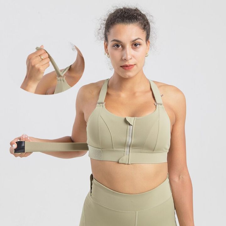 Front Zipper Sports Bra Women Gym Plus Size 4XL Velcro Adjustable Fitness  Yoga Shockproof High Support All-in-one Underwear Top u
