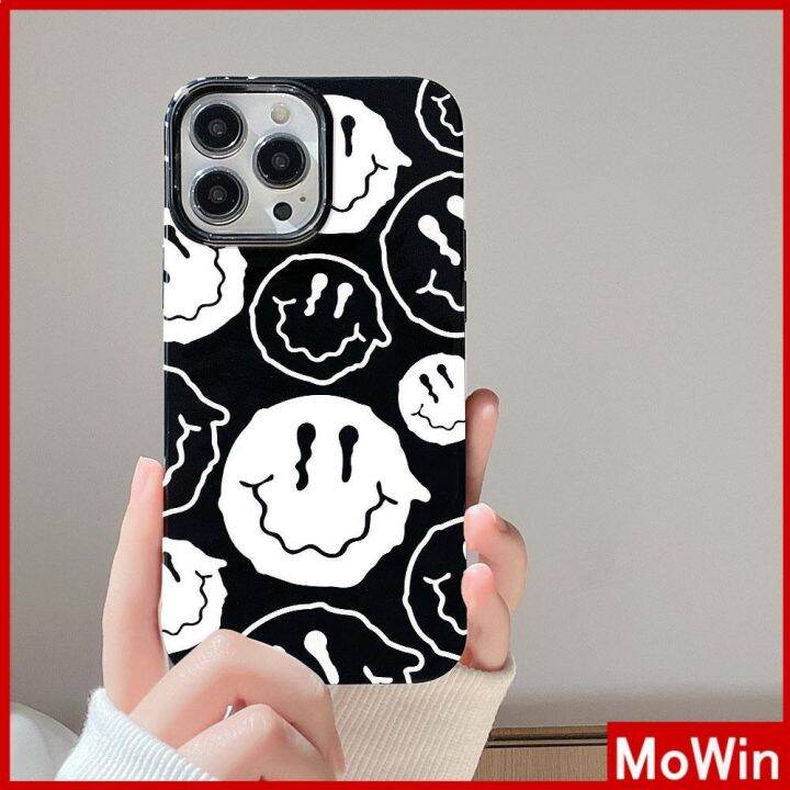 mowin-เข้ากันได้สำหรับ-เคสไอโฟน-เคสไอโฟน11-เคส-สำหรับ-iphone-14-สีดำเงา-เคสอ่อนกันกระแทกป้องกันกล้องหน้ายิ้มเข้ากันได้กั