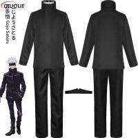 Anime Jujutsu Kaisen Gojo Satoru Cosplay Costume Tops Pants Eye Patch Halloween Party Men Uniform Wigs