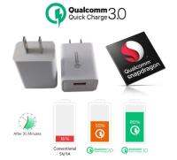 USB Quick Charge 3.0 Turbo Wall Charger Fast Charger หัวปลั๊ก ชาร์จไฟ เร็วกว่าที่ชาร์จทั่วไปถึง 4 เท่า (White)