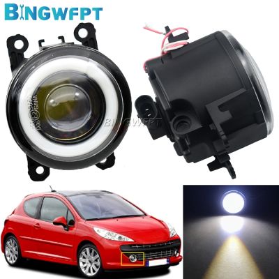 Car H11 LED DRL 12V Fog Lamp Assembly Fog Light Angel Eye For Peugeot 207 2006 2007 2008 2009 2010 2011 2012