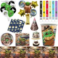 卍☞☎ New Baby Mandalorian Yoda Party Decoration Cup Plate Balloons Kids Birthday Party Dercor For Baby Birthday Party Supplies Favors