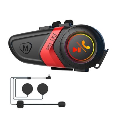 LX3 Helmet Bluetooth Headset 1200MAH Motorcycle BT5.0 Wireless Hands-Free Call Stereo Anti-Jamming Waterproof Headset