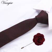 Vangise 6.5cm cotton Mens Plaid Tie Red Paisley Tie amp;brooch Set Classic Brown/black/blue Neck Ties For Wedding party