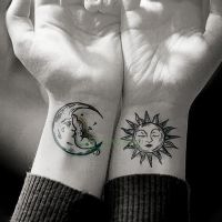 【YF】 Waterproof Temporary Tattoo Sticker Sun Moon Fake Tatto Flash Tatoo Tatouage hand foot arm For Men Women girl