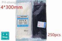 250Pcs/pack 4x300mm Black And White Color Factory Standard Self-locking Plastic Nylon Cable Ties