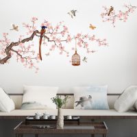 Chinese Style Flower Bird Illustration Wall Stickers Bedroom Living Room Sofa Background Decor Decals Home Decoration Wallpaper Wall Stickers  Decals
