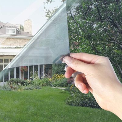Window Film Way Privacy Adhesive Blocking Anti UV Reflective Tint for and Office Black-Silver