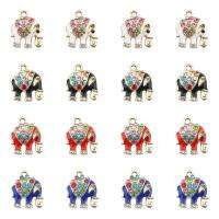 16pcs 4 Colors Enamel Elephant Charms Rhinestone Pendant for Jewelry Making DIY Crafts 18x14.3x4.5mm