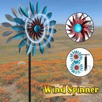 Stake ผีเสื้อดอกไม้โลหะ Windmill 3D Wind Powered ประติมากรรมสนามหญ้าเหล็ก Wind Spinners Home Yard Garden Decor Art Craft Gift