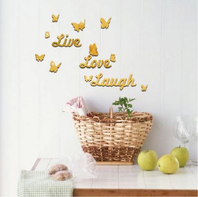 3D Three-dimensional Self-adhesive Tape Butterfly Mirror Wall Sticker 3D Three-dimensional Self-adhesive Tape Non-toxic Environmental Protection Strong Post English Wall Stickers Letter Wall Sticker Butterfly Wall Sticker DIY Wall Stickers Love Live Laugh