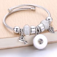 Wholesale Elastic Bracelet Snaps Jewelry Bangles 18mm Charms Beaded Bracelet Snap Jewelry fit 18mm Snaps Buttons 8030