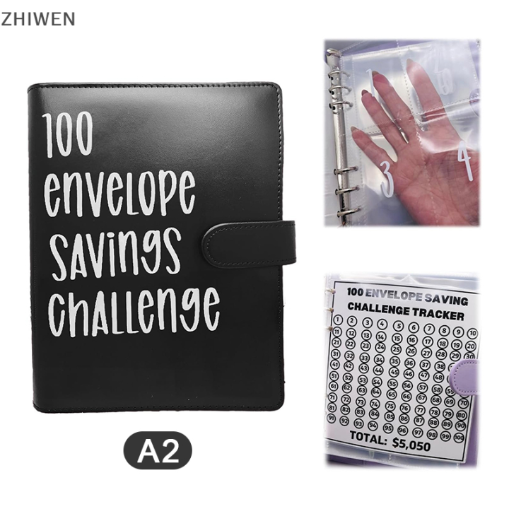 zhiwen-100ซองจดหมายแบบท้าทายเครื่องผูกวิธีที่ง่ายและสนุกในการประหยัด5-050-ท้าทายเครื่องผูกงบประมาณพร้อมซองเงินสด
