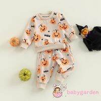 Babygarden-0-3years ชุดเสื้อแขนยาว พิมพ์ลายฟักทอง และกางเกง 2 ชิ้น สําหรับเด็ก