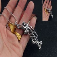 Unisex Novelty Fish Bone Whole Fish Skeleton Pendant Necklace Silver Color Creative Necklaces Gift Women Men Party Jewelly Gift