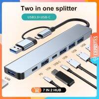 CERASTES 7in2 7 Ports 2-in-1 USB 3.0 HUB Type-c Adapter USB 2.0 High Speed Transmission Multi-port USB Splitter Expander For PC