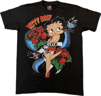 เสื้อยืดการ์ตูน เบ็ตตี้ บู๊พ (Betty Boop) สไตล์วินเทจ สีดำ ผ้าฝอก (M/L/XL)