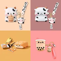 For apple Airpods 3rd gen Case Earphone Cover Silicone Cute 3D Cartoon Headset Box for AirPods 2 Pro With Milk Tea Cow Keychain Wireless Earbud Cases