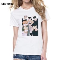 【New】JK BTS สมาชิกการ์ตูนหญิงเสื้อยืด kpop TXT BTS TShirt เสื้อผ้าผู้หญิง Kawaii Harajuku TOP เกาหลี TShirt otton T เสื้อ