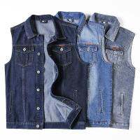 ขนาดใหญ่5XL 8XL ผู้ชาย Denim เสื้อกั๊กใหม่มาถึงแฟชั่นหลวมเสื้อ Outerwear ชาย Casual เสื้อแขนกุดไขมันกางเกงยีนส์ Vest Coat