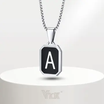 Sterling Silver Men's Gothic Initial Pendant Necklace - N | Jewlr