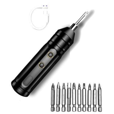 Household Electric Screwdriver Small Electric Screwdriver Mini Screw Tool Hand Electric Drill 10-Piece Set