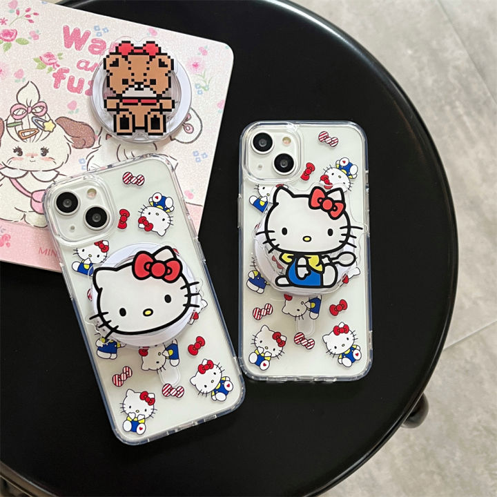 Kitty Cat Magsafe Case with Phone Holder Set for iPhone 15 14 13 12 11 ...