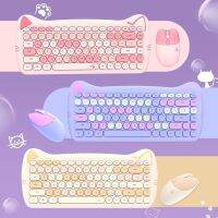 ชิงช้าสวรรค์ไร้สาย 2.4G ชุดคีย์บอร์ดและเมาส์ Meow Cute Cute Cat Keyboard and Mouse Set เดสก์ท็อปคอมพิวเตอร์สำนักงาน