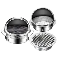 Air Vent Grille Stainless Steel Round Bull Nosed Extractor Wall Vent Outlet Exterior Wall Air Vent Cover Ducting Ventilation Exhaust Fans