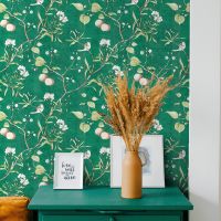 ☜ Green Floral Wallpaper Peel and Stick Vintage Removable Self Adhesive Contact Paper Vinyl Film For Wall Renovation Easy to Paste