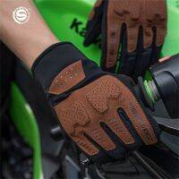 【CW】Summer Motorcycle Gloves Retro Full Finger Cycling Gloves Breathable Touch Anti-slip Mtb Biker Gloves for Men Women Enduro Glove