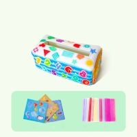 Baby Pull Along Magic Tissue Box Stuffed High Contrast Crinkle Scarves Montessori Square Sensory Toy Educational Toys for Babies