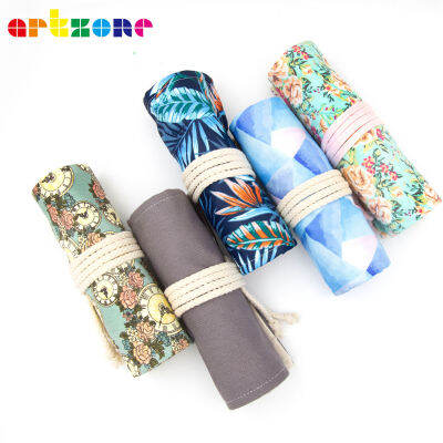 72หลุมผ้าใบ Wrap Roll Up กระเป๋าดินสอปากกาเคสผู้ถือ Postoral Storage Pouch