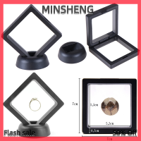 MIH ✨ COD ✨ 70*70mm Black 3D Floating Jewelry Coin Display กรอบผู้ถือกล่องกรณี W/STAND