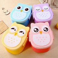 ✒ↂ Microwave Cartoon Owl Lunch Box Food Storage Container Children Kids School Office Portable Bento Box